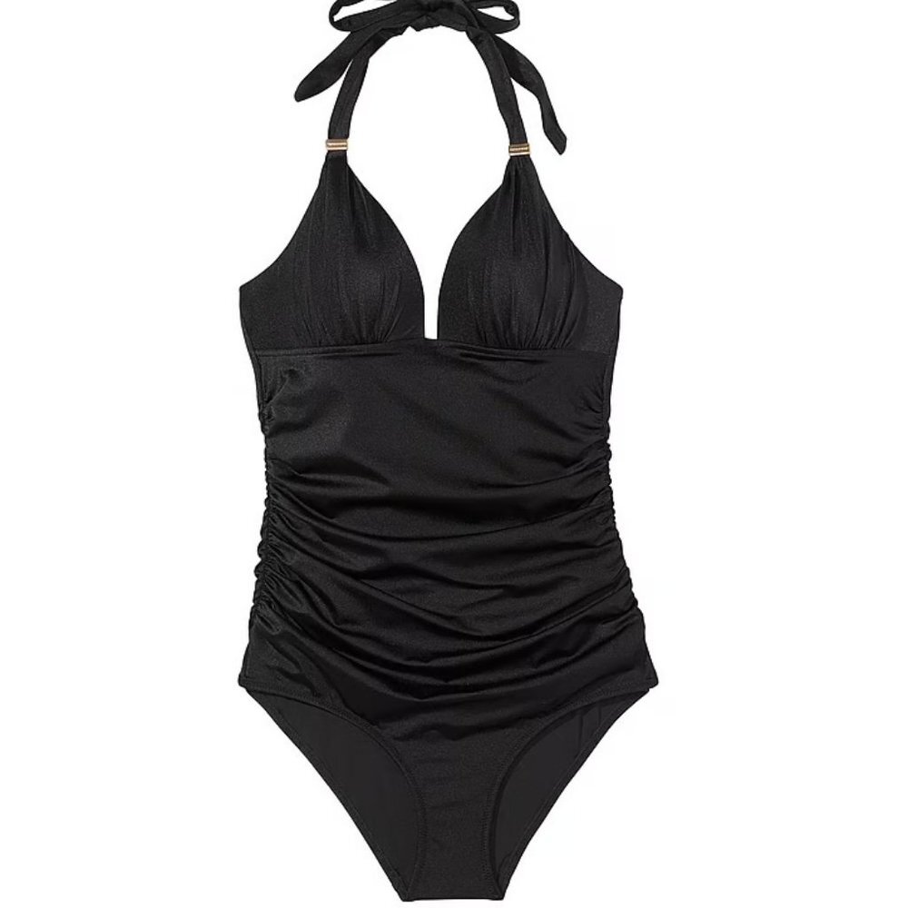 NWT Lauren Ralph Lauren Women's Halter Slimming One Piece Swimsuit